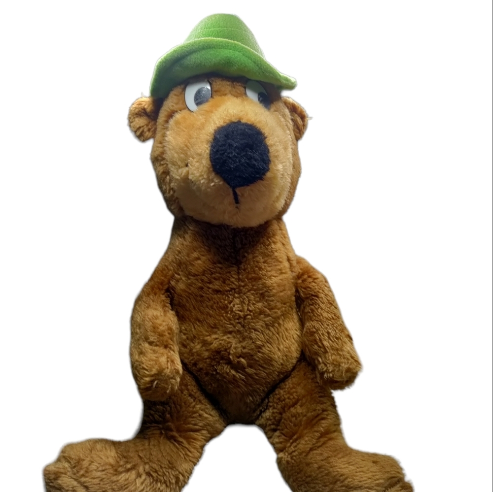 Yogi Bear 13" Sitting Plush Hanna Barbera Mighty Star Vintage 1980 Stuffed Toy.